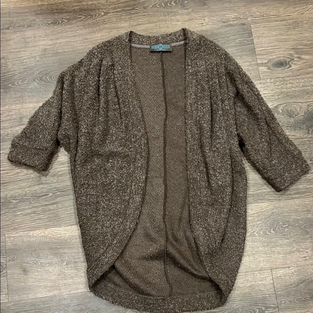 Brown Open-Front Cardigan Sweater